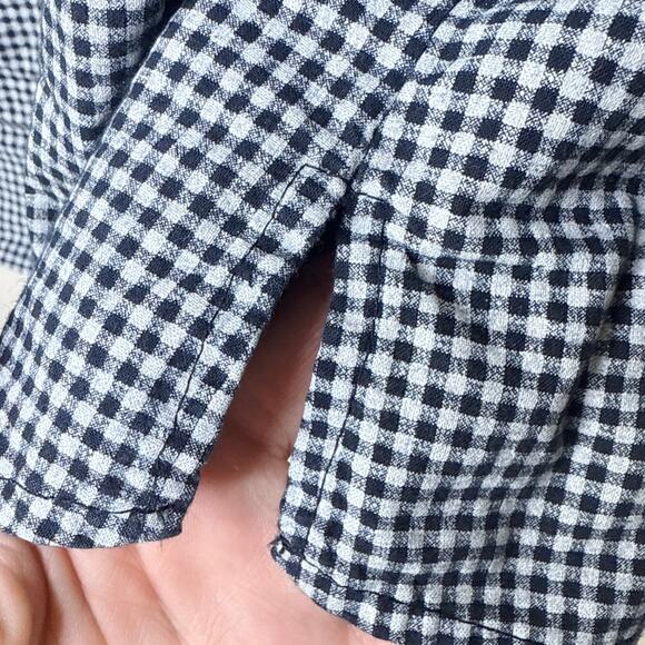 Fresh Produce Gingham‎ Plaid Black & White Button Up 3/4 Sleeve Shirt Size XL - Picture 6 of 9